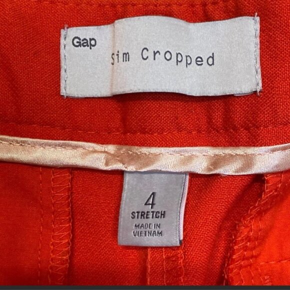 Gap Sim Cropped Pants Size 4 Red Stretch Career Casual - Picture 3 of 4
